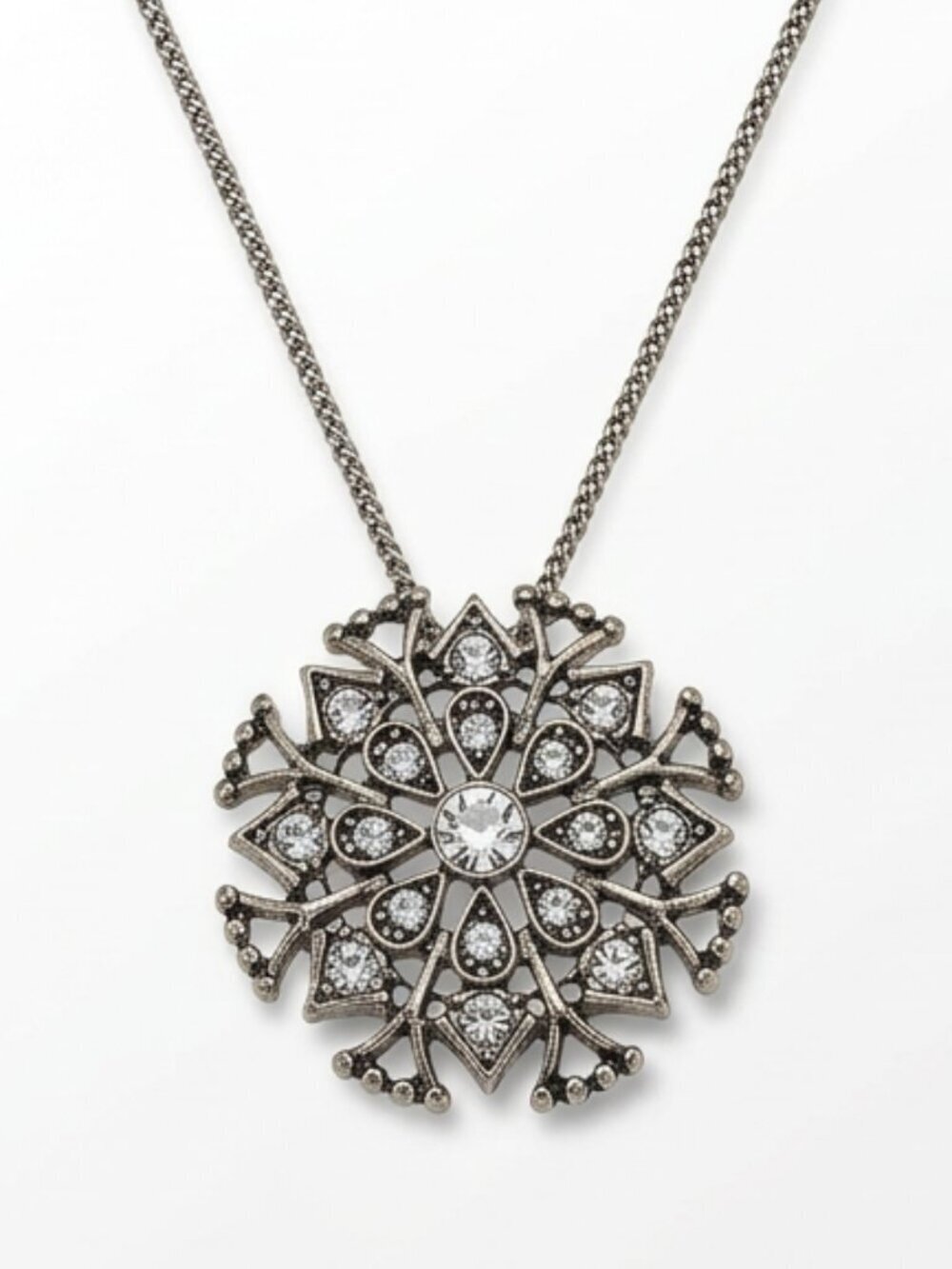 Banana Republic Gold Tone Crystal Mandala Pendant Necklace - Spring Chic
